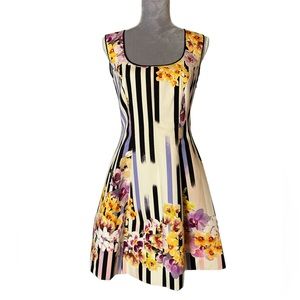 NWT (partial tag) Alberta Ferretti runway Floral and striped dress. Size 6